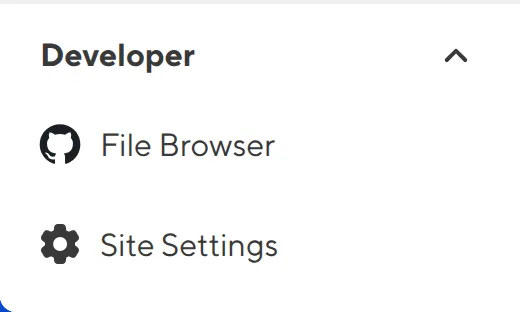 A screenshot of the Site Navigation shows links to the File Browser and Site Settings.