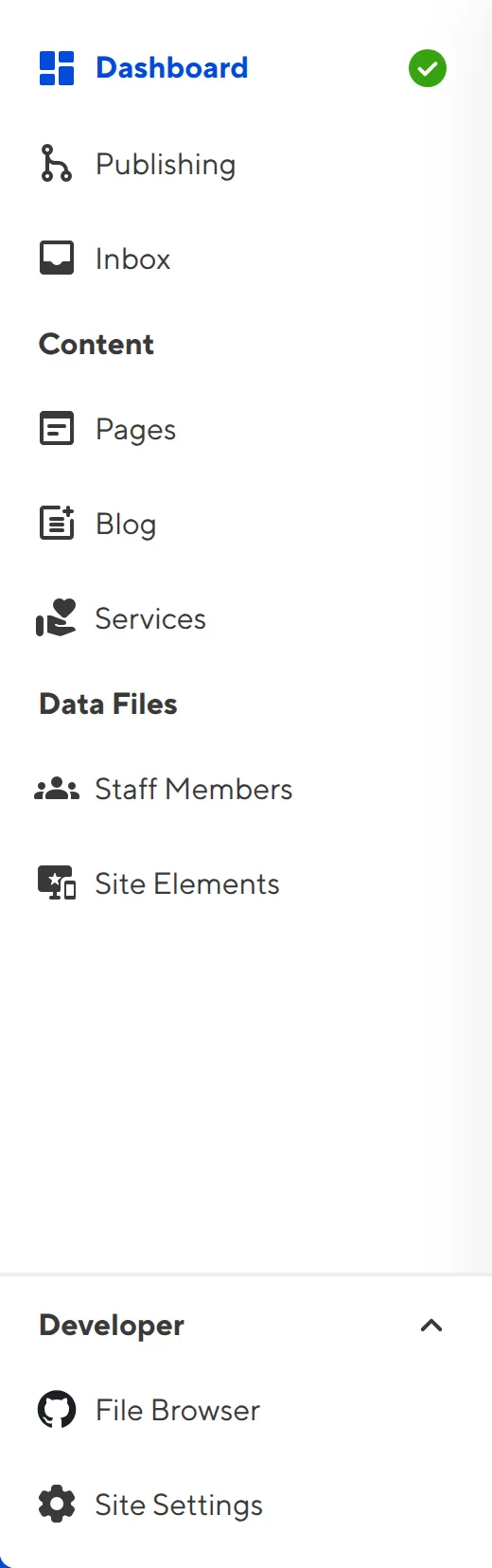 A screenshot of the Site Navigation shows links to pages for managing your Site content.
