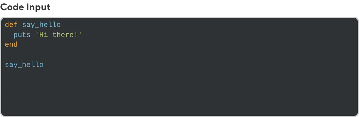 A screenshot of the Code Input in the Data Editor shows code in a text area with syntax highlighting.