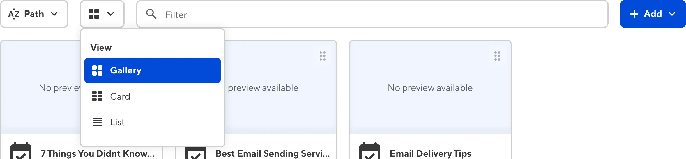 A screenshot of the Change view menu in the Collection Browser shows a dropdown with several options for Collection file appearance.