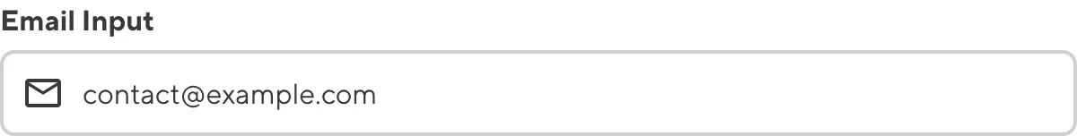 The Email input A screenshot of the Email Input in the Data Editor shows a text field and email icon.