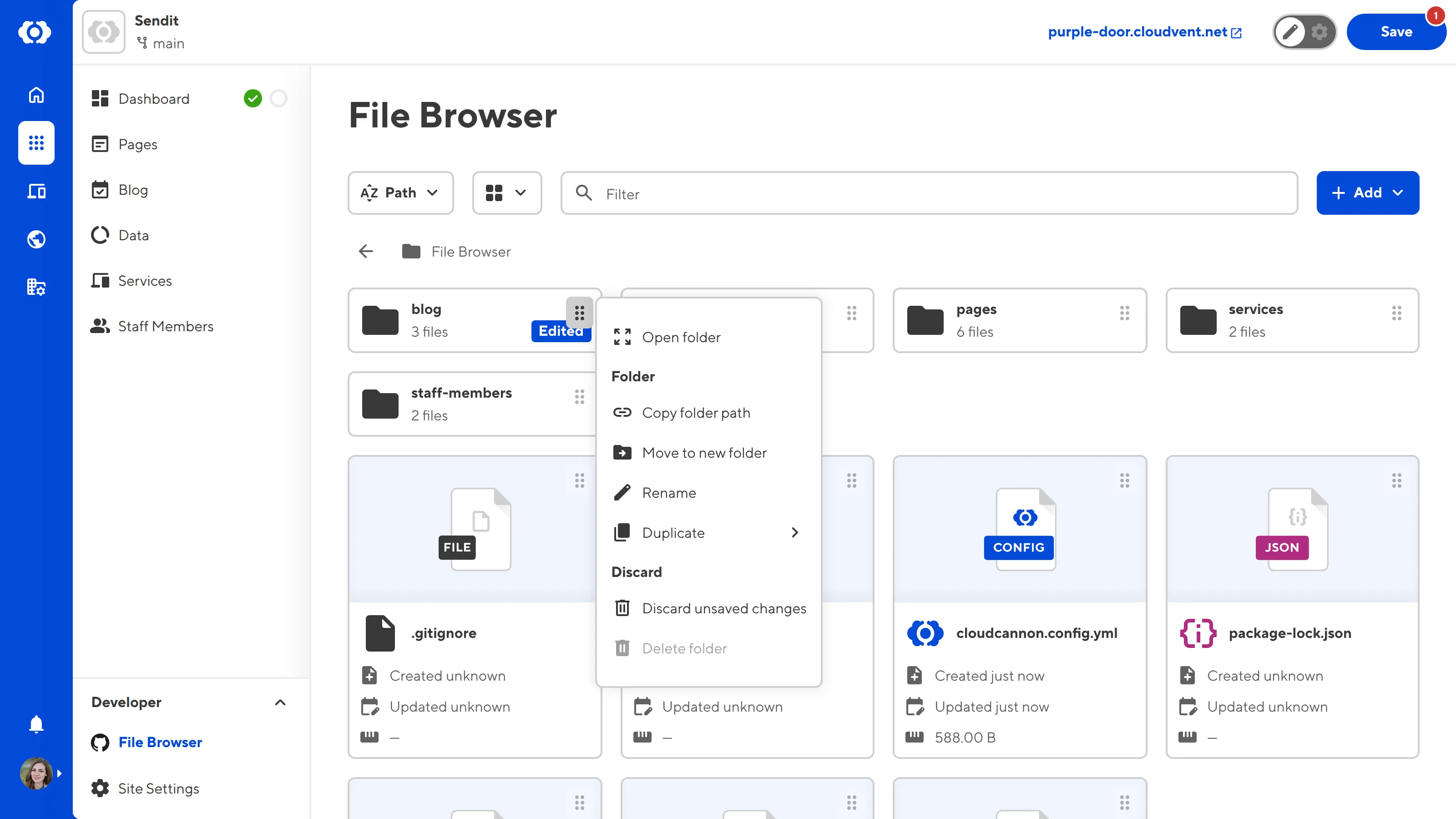 A screenshot of the File browser shows the Context Menu open for a folder with several file actions.
