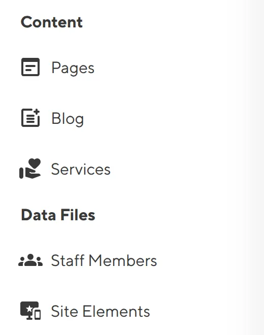 The Site Navigation A screenshot of the Site Navigation shows links to the Collections on this Site, organized into groups.