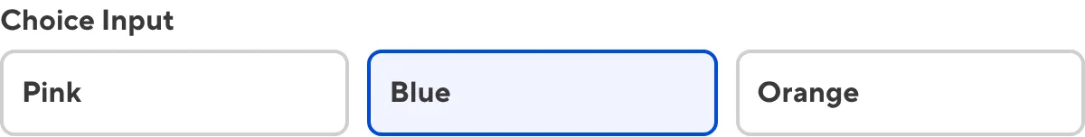 A screenshot of the Choice Input in the Data Editor shows three buttons.