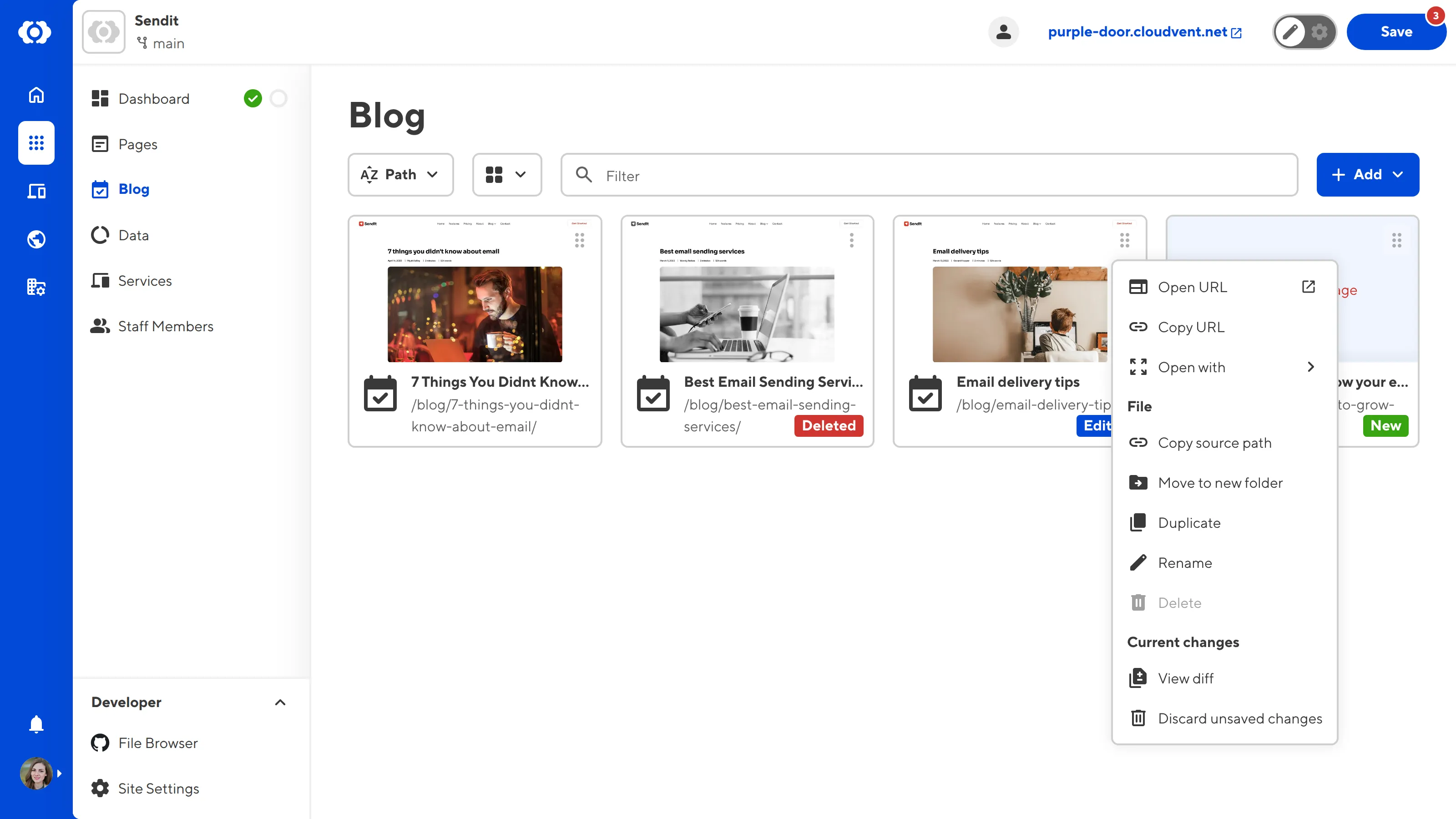 A screenshot of the Collection browser shows the open Context Menu with the Open URL here option.