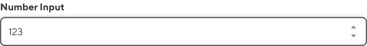 A screenshot of the Number Input in the Data Editor shows a text field and arrows to increase or decrease the value.
