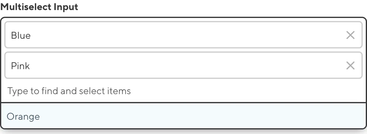 A screenshot of the Multiselect Input in the Data Editor shows a text field and a dropdown menu.