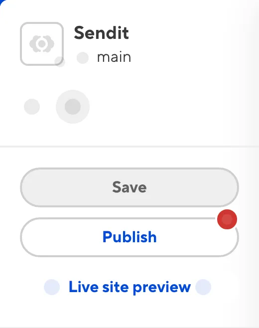 A screenshot of the Publish Button in the Site Navigation shows a Conflicts warning notification in the top right.
