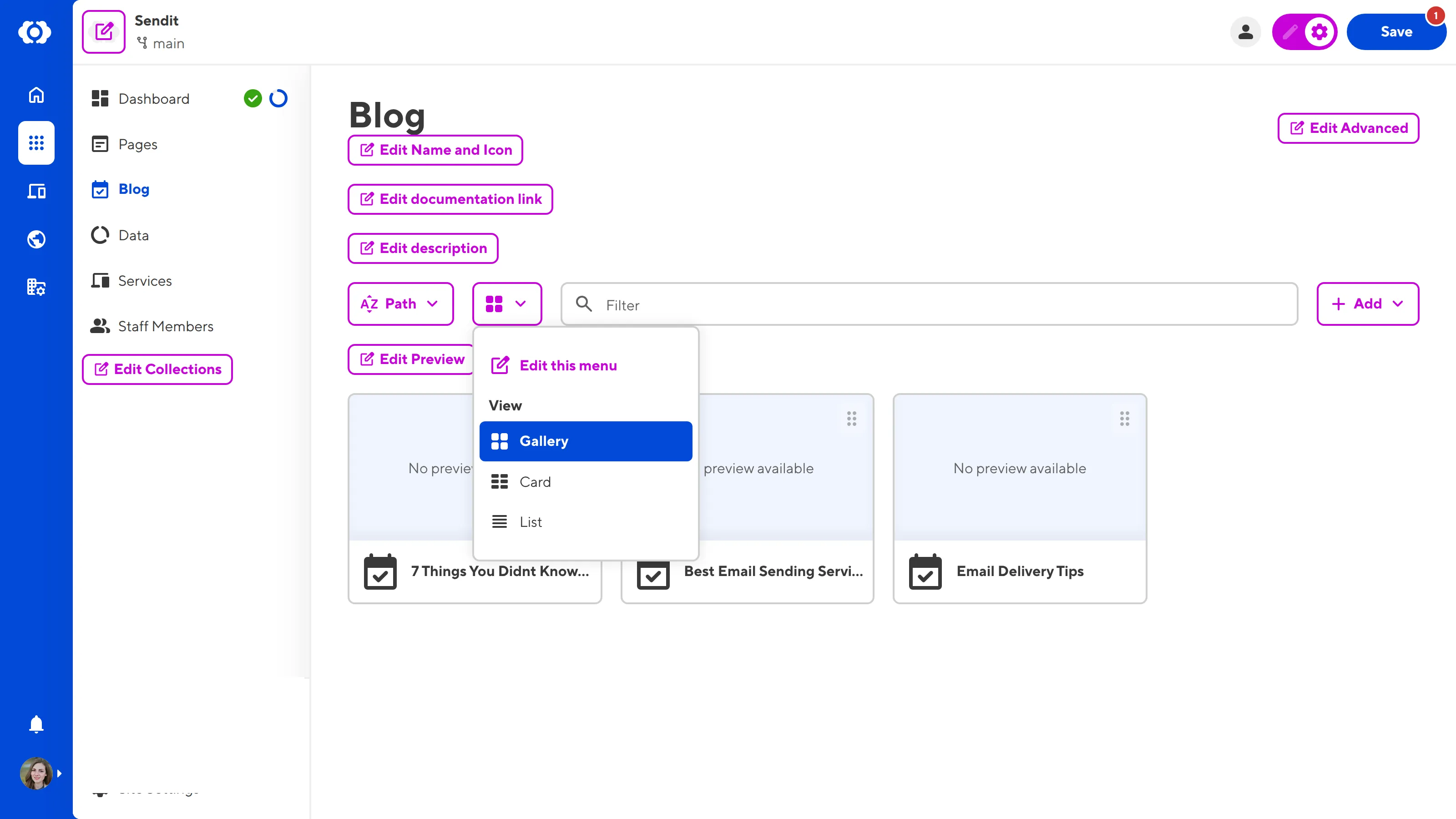 The Collection Browser A screenshot of the Collection Browser shows several UI elements highlighted in Configuration Mode purple.