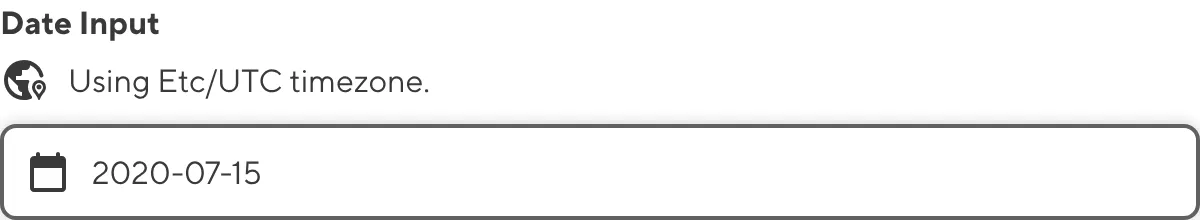 A screenshot of the Date input in the Data Editor shows an open calendar widget under the date text field.