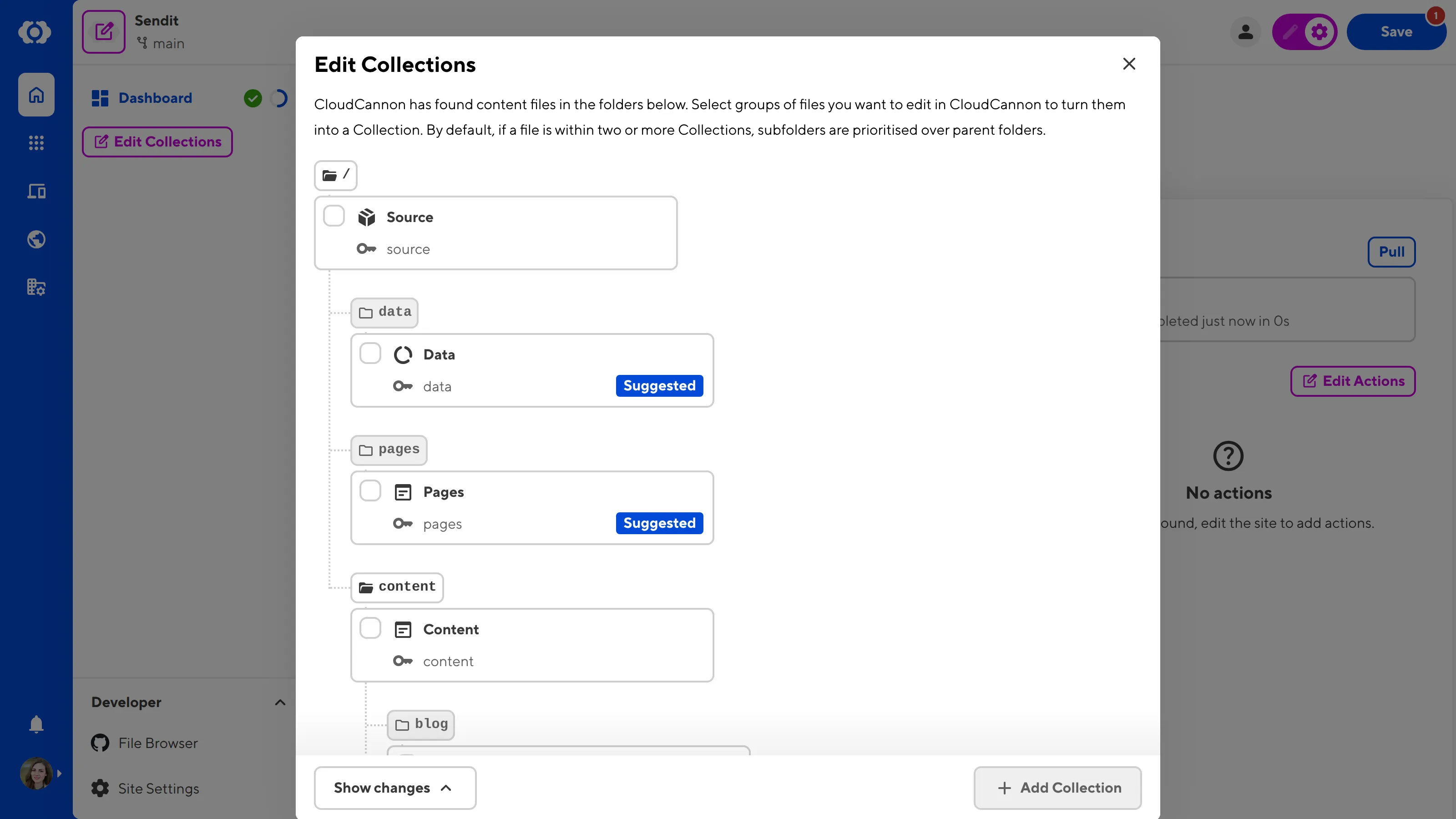 The Edit Collections modal A screenshot of the Edit Collections modal shows a tree structure of potential Collections detected from your files.