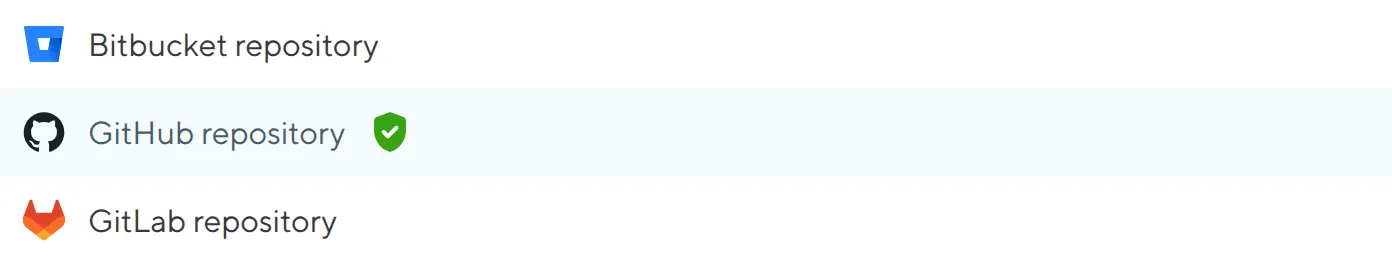 Git provider authenticated badge A screenshot of the list of Git providers shows the green shield icon indicating that Git Hub is authenticated through CloudCannon.