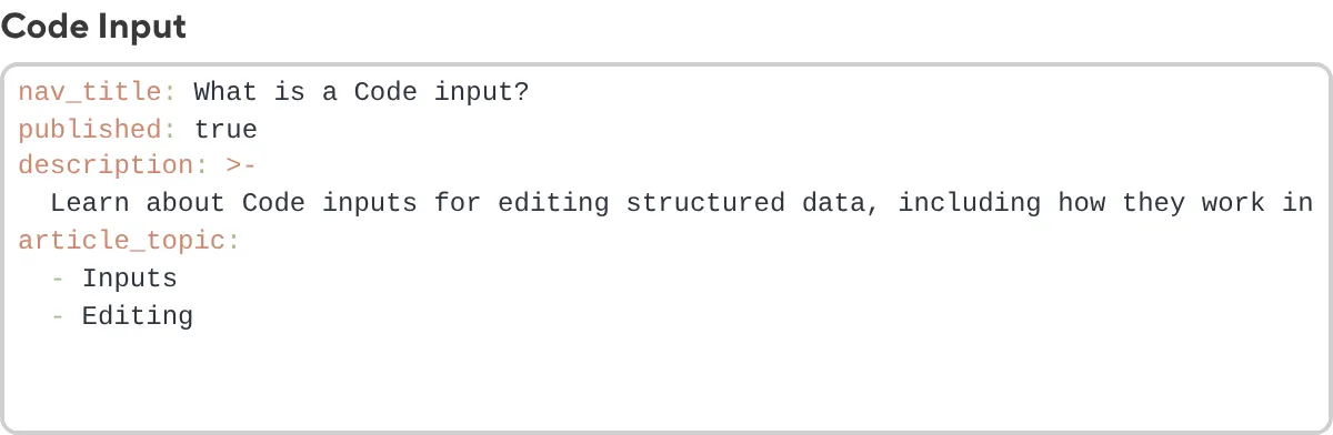 A screenshot of the Code Input in the Data Editor shows a theme color applied to the text area.