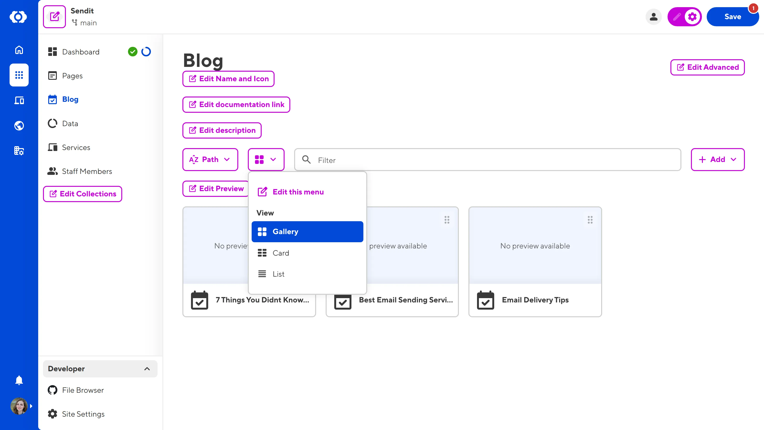 A screenshot of the Collection Browser shows several UI elements highlighted in Configuration Mode purple.