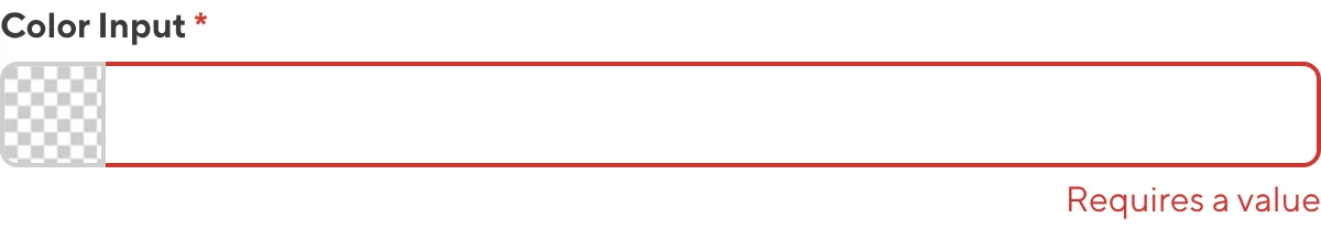 A screenshot of the Color input in the Data Editor shows that no value is causing an input validation error.
