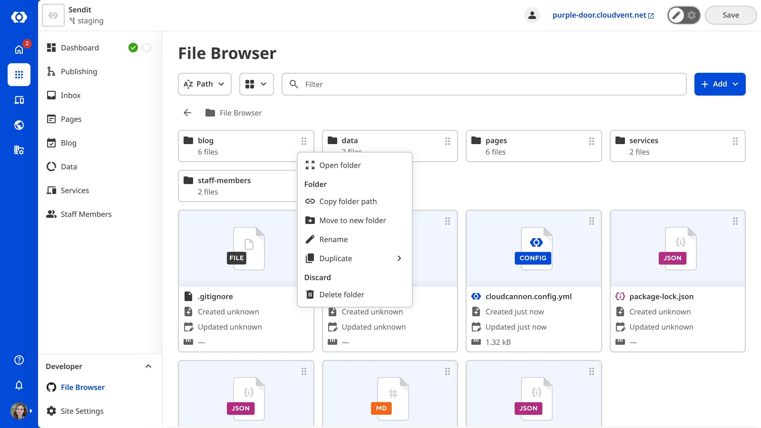 A screenshot of the File browser shows the Context Menu open for a folder with several file actions.