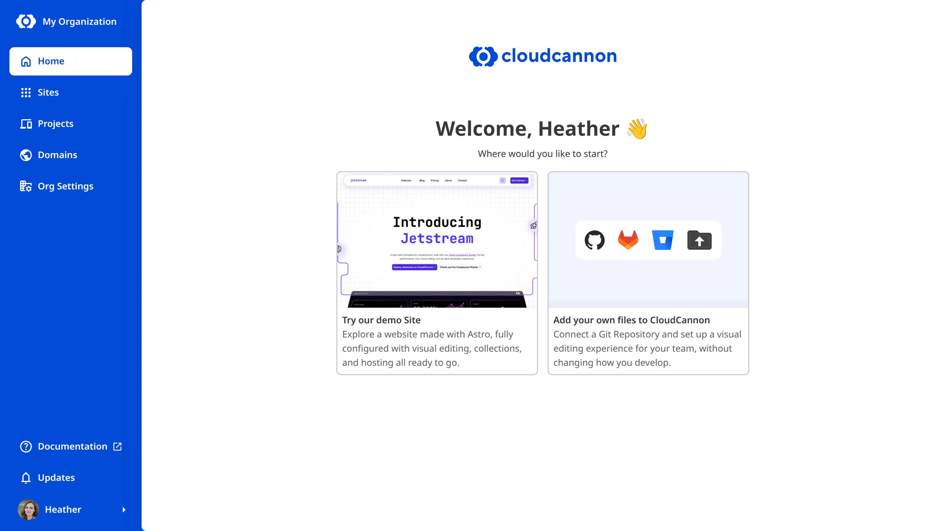 A screenshot of the Organization Home page shows Setting up your Organization in-app guide with a task to complete a Welcome Tour.
