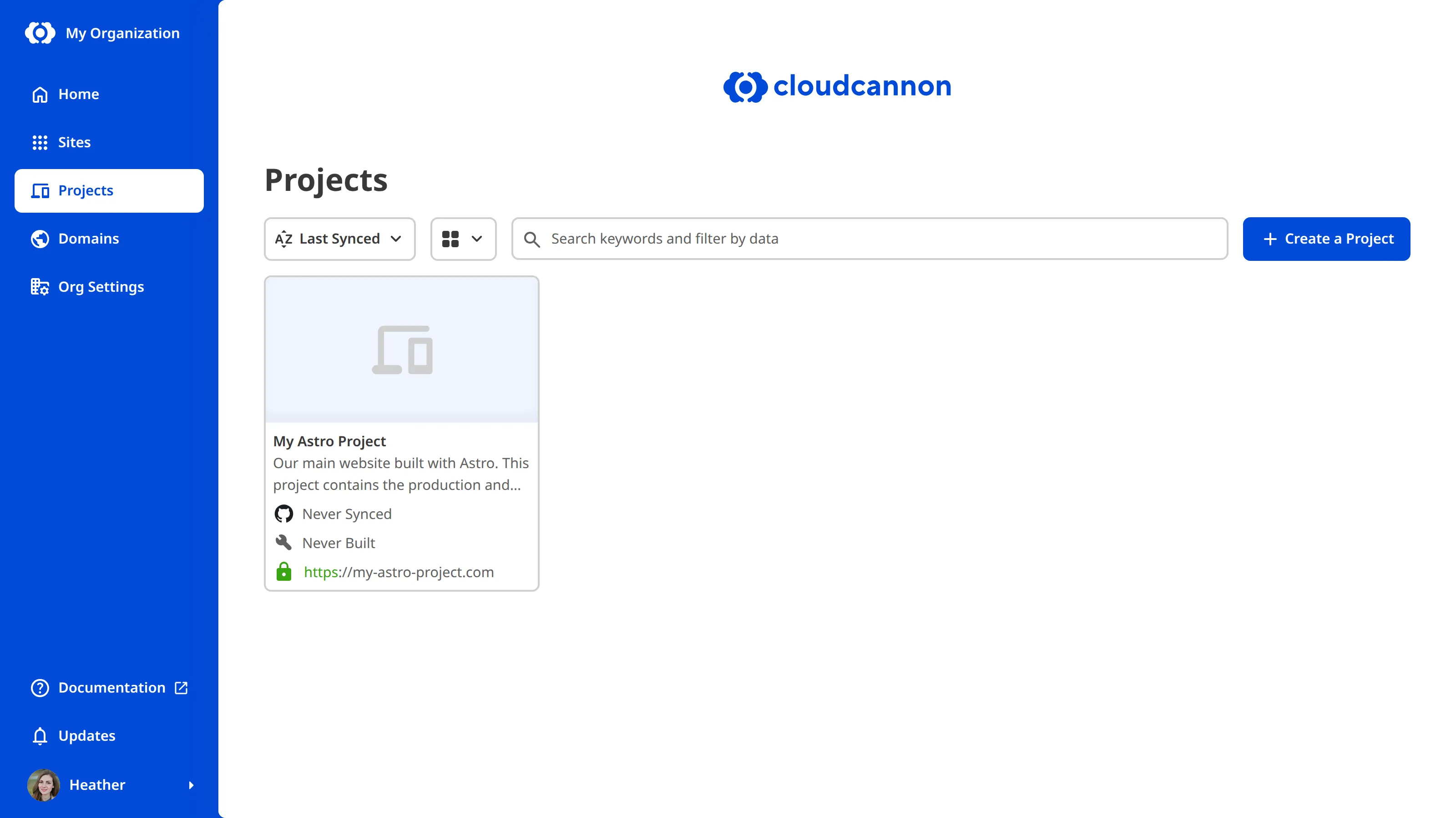 A screenshot of the Projects Browser showing a list of Project cards.