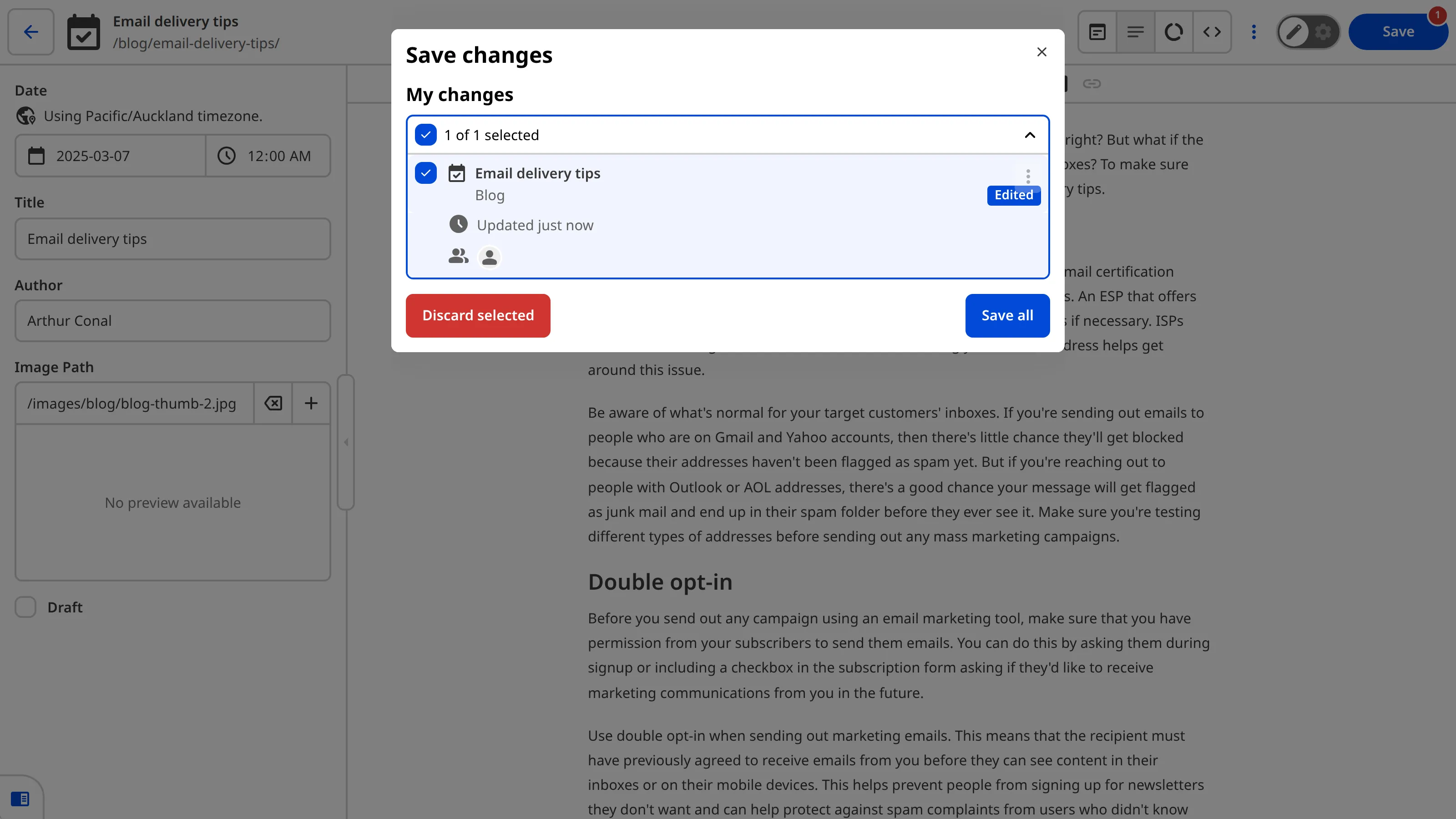The Save Changes modal with unsaved changes to three files The Save Changes modal with unsaved changes to three files.