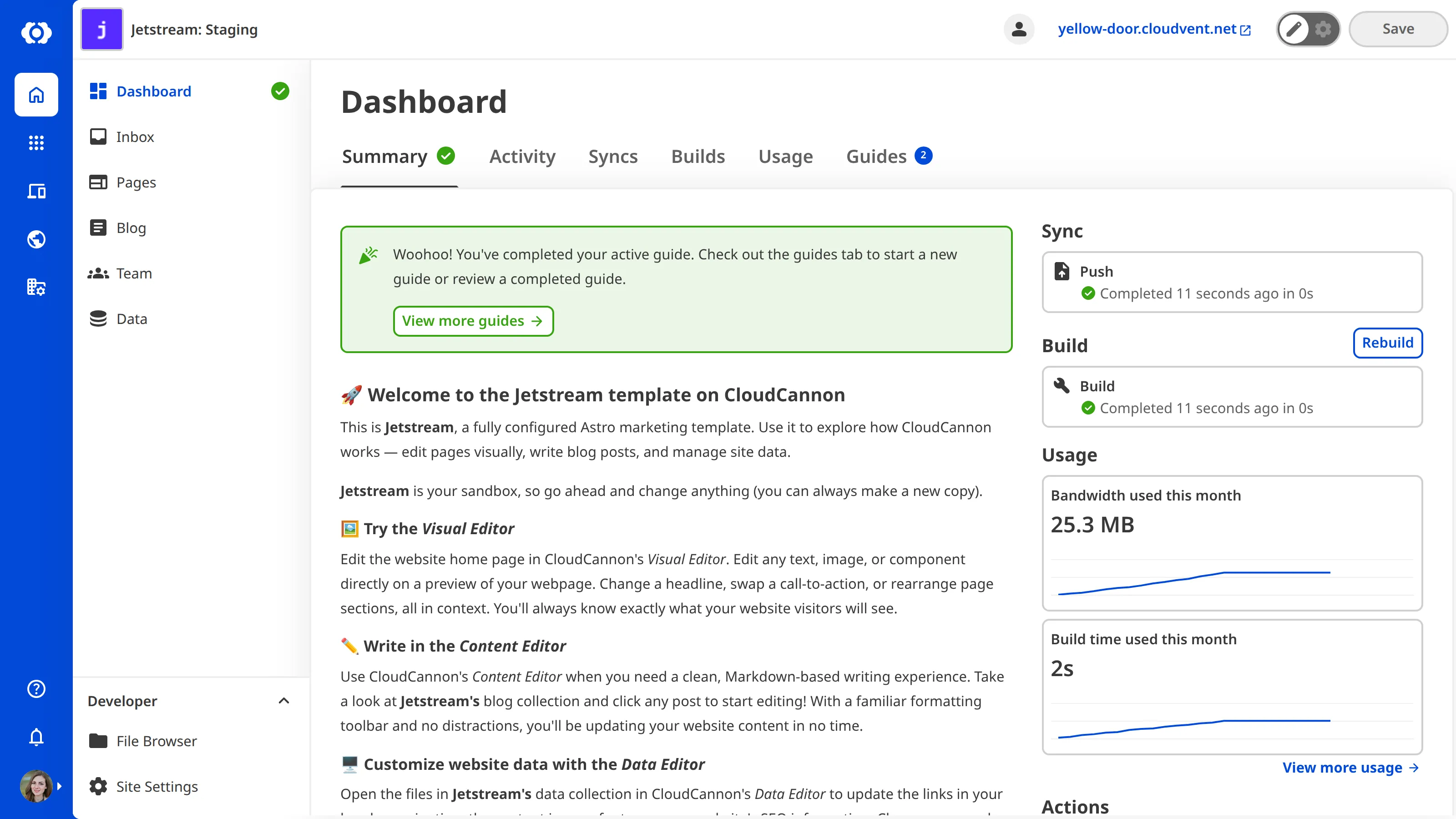 A screenshot of the Site Dashboard Summary tab shows recent Site activity and information.