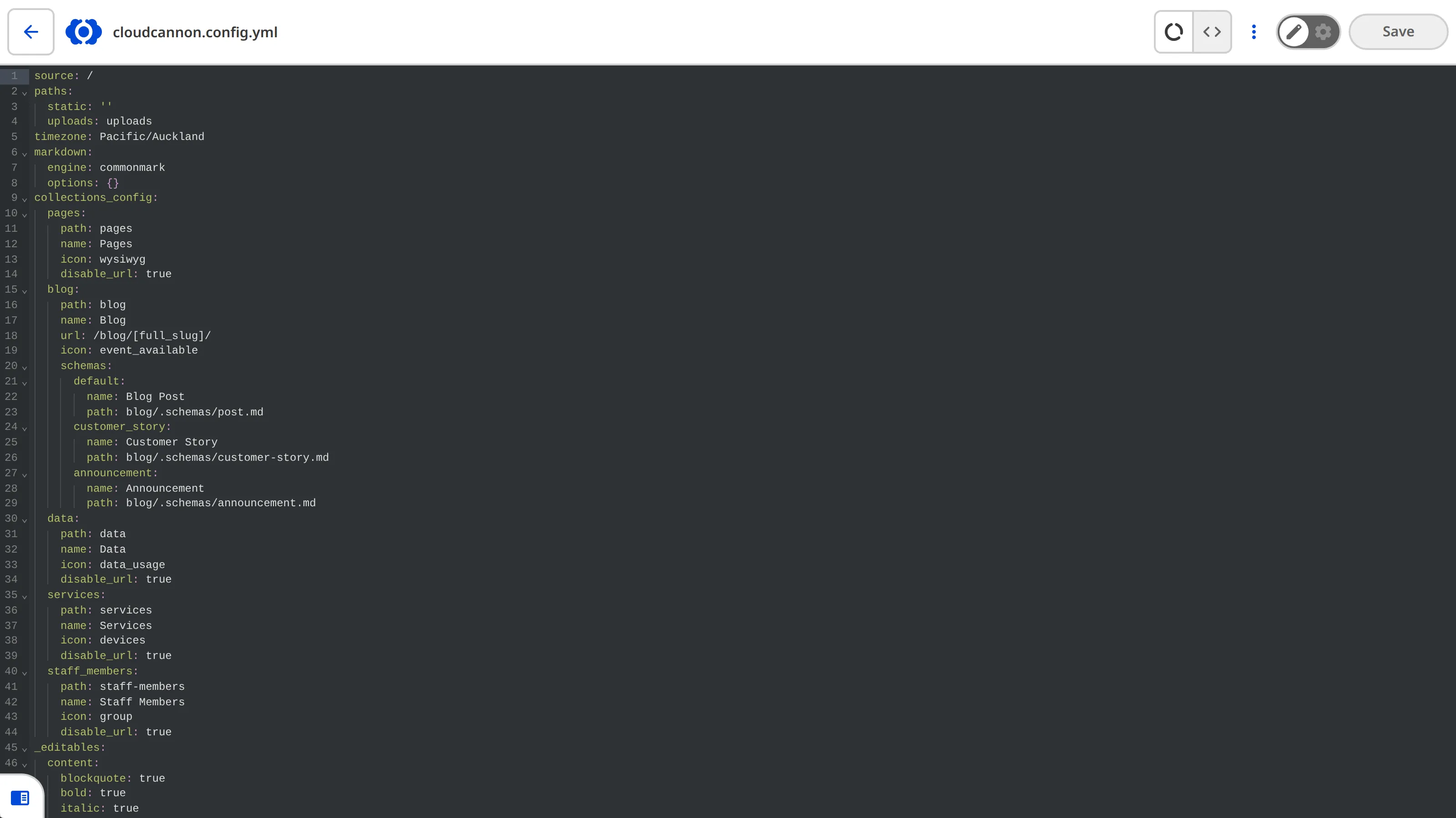 A screenshot of the Source Editor, an in-browser code editor.