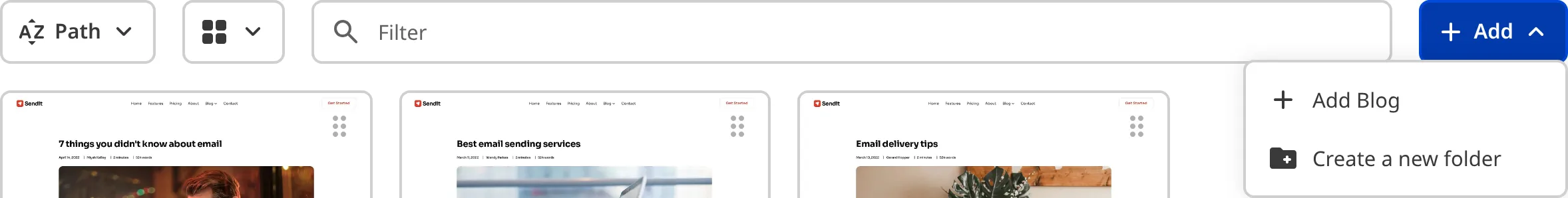 A screenshot of the Collection Browser shows the Add dropdown with template options.