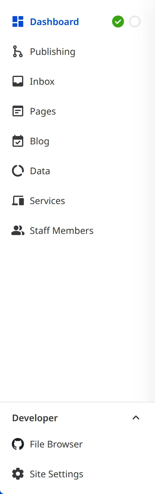 A screenshot of the Site Navigation shows links to pages for managing your Site content.