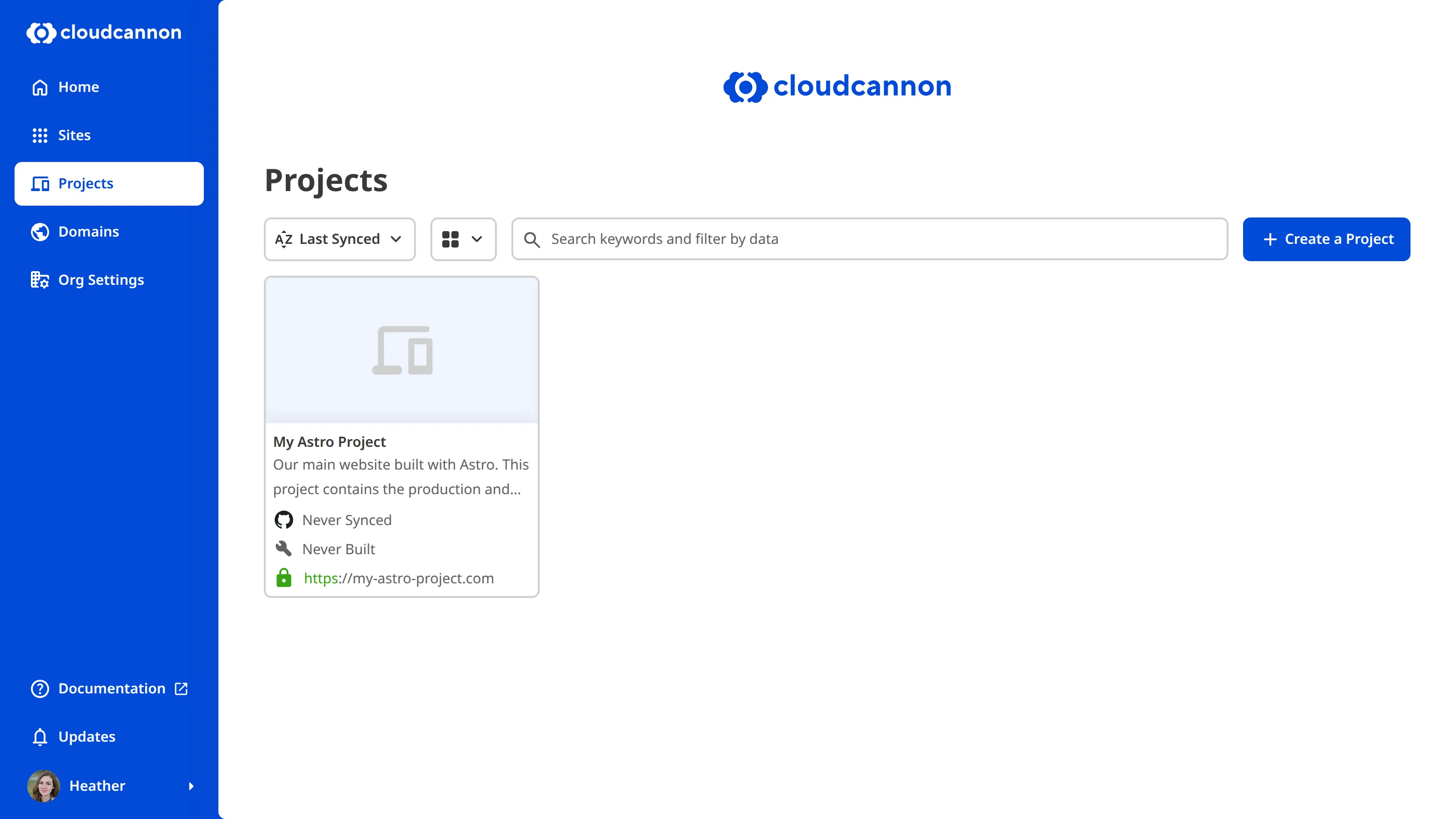 A screenshot of the Projects Browser showing a list of Project cards.