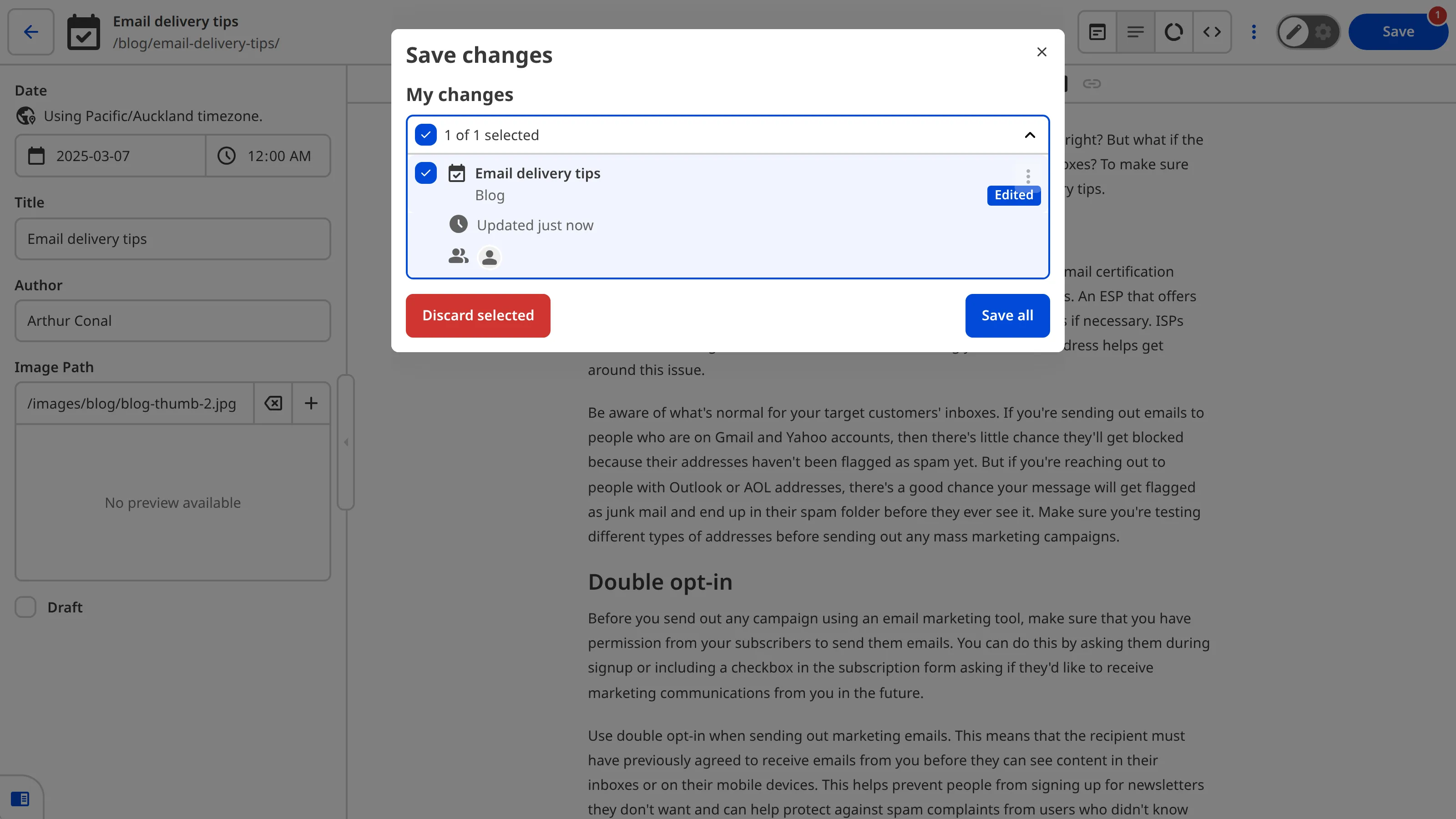The Save Changes modal with unsaved changes to three files.