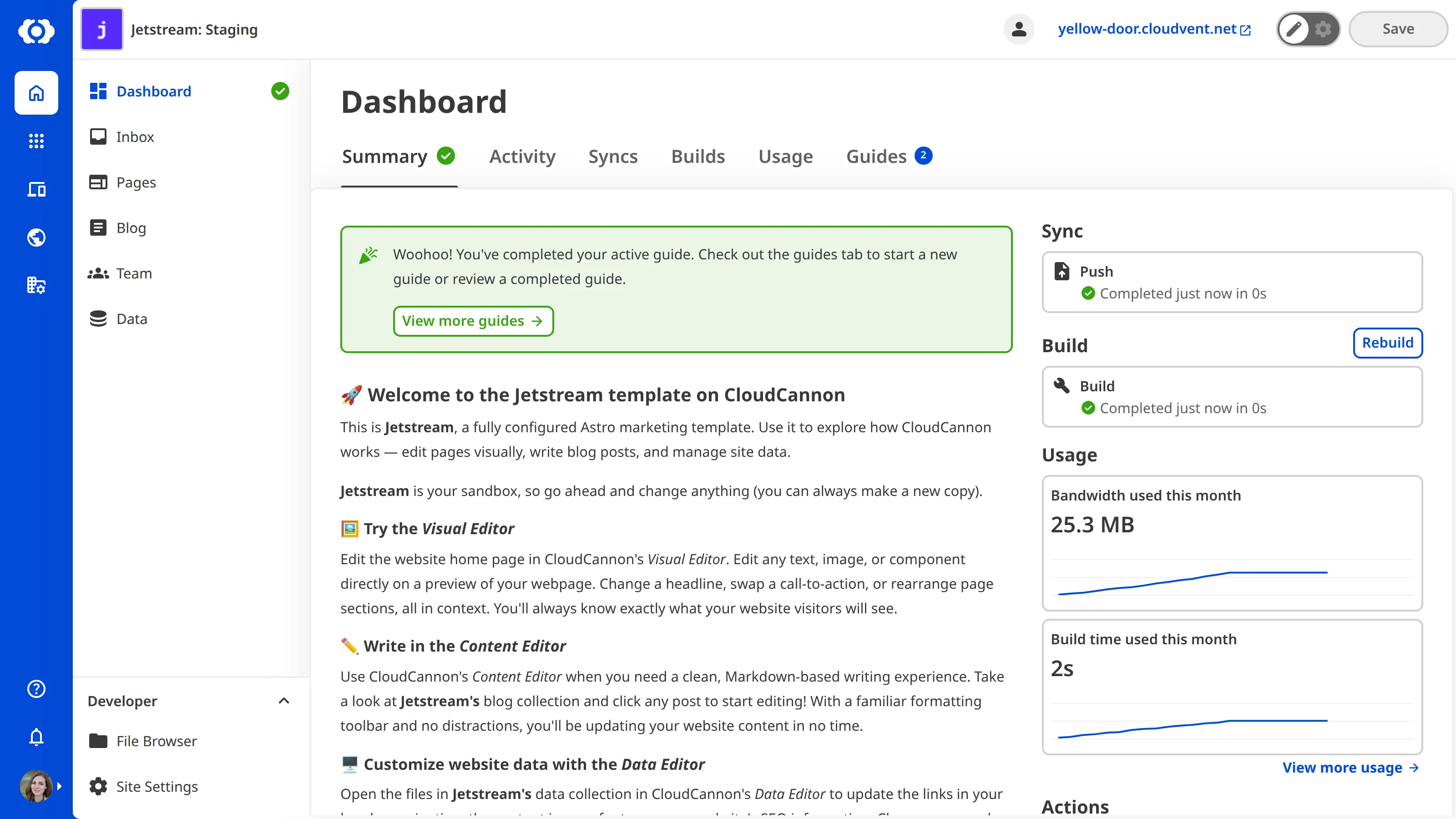 A screenshot of the Site Dashboard Summary tab shows recent Site activity and information.
