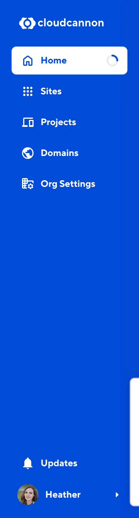 The App Sidebar Footer A screenshot of the footer of the App Sidebar shows links for the Updates modal and the Account Menu.