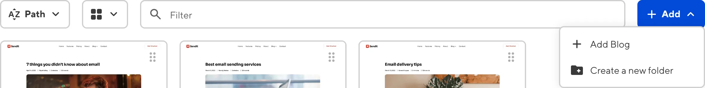 A screenshot of the Collection Browser shows the Add dropdown with template options.