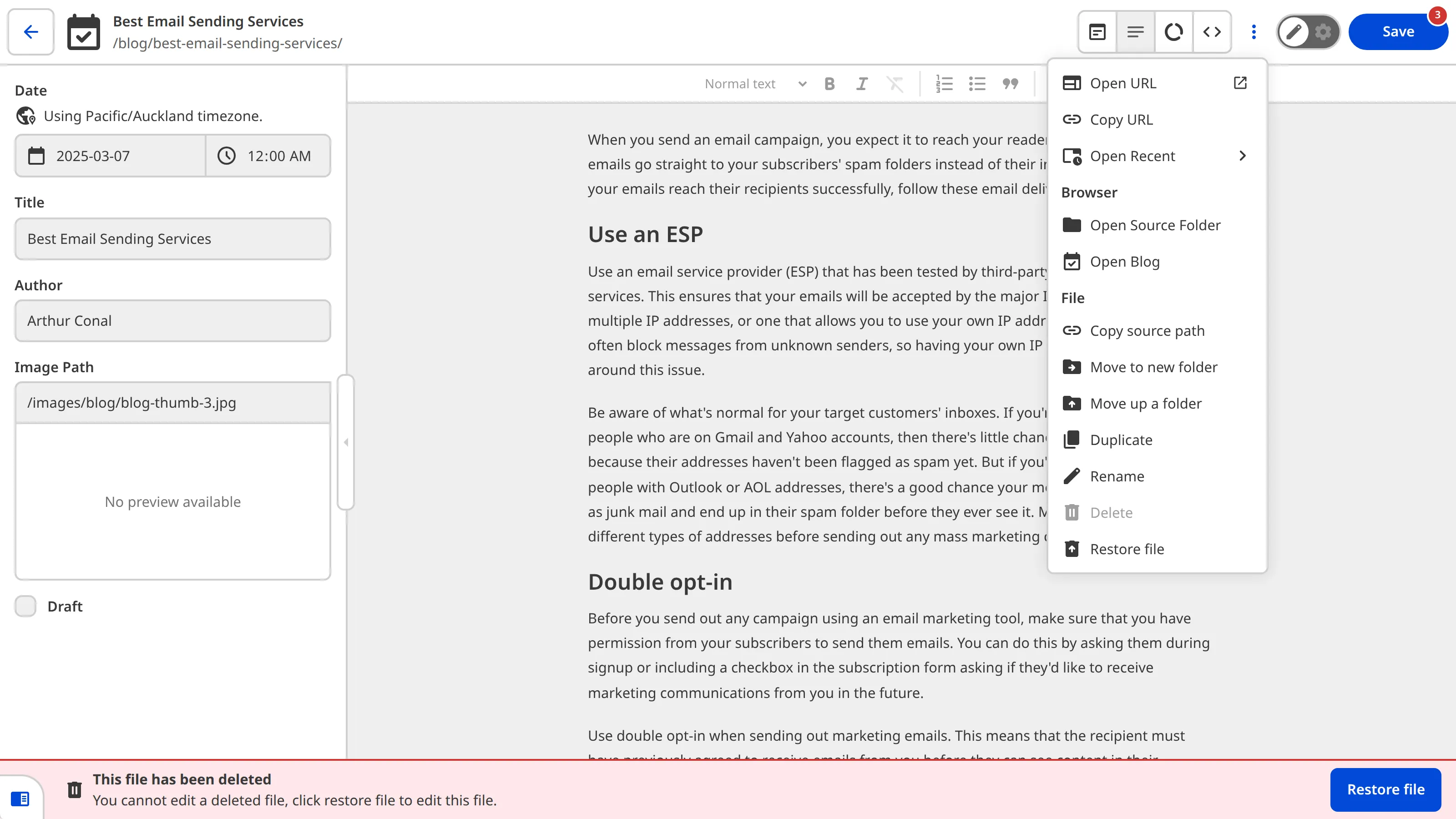A screenshot of the Content Editor shows the Context Menu is open for a file.