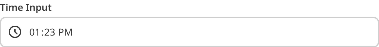 A screenshot of the Time input in the Data Editor shows a text field for a time value.