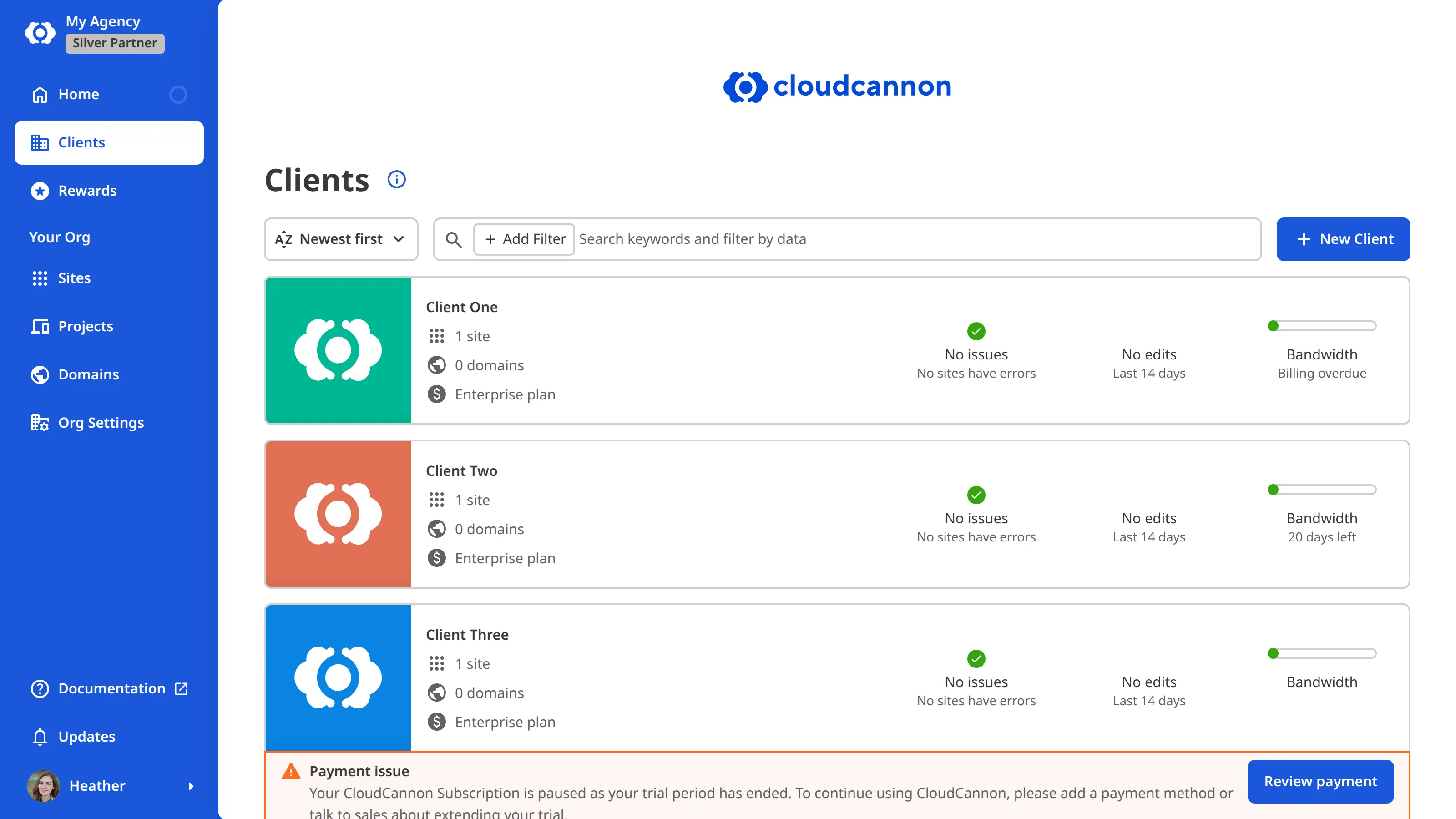 A screenshot of the Partner Dashboard shows one Partner Program Organization and a button labelled + New client.
