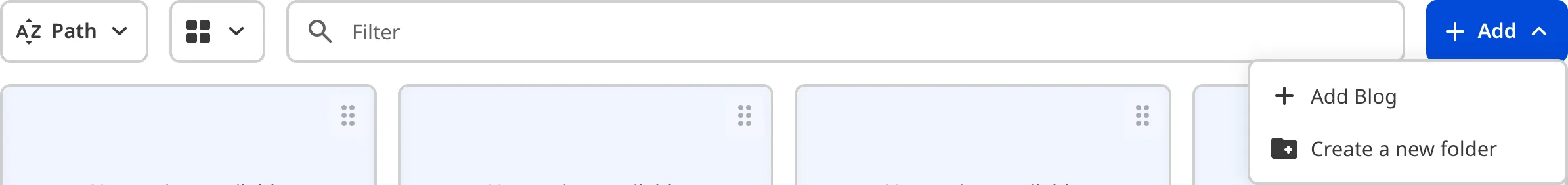 A screenshot of the + Add menu in the Collection Browser shows a dropdown with options to add a new file or folder.