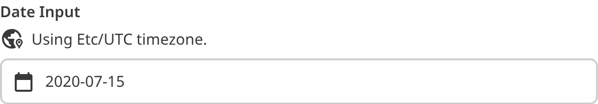A screenshot of the Date input in the Data Editor shows a text field for a date value.