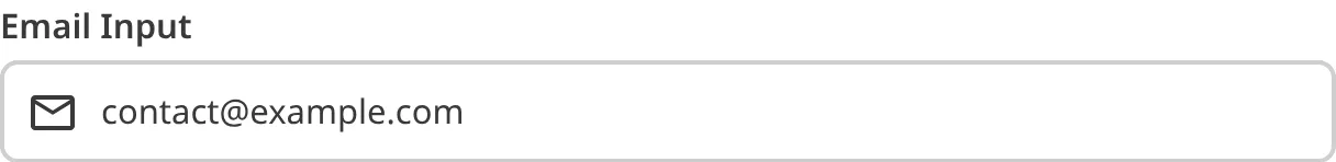 A screenshot of the Email Input in the Data Editor shows a text field and email icon.