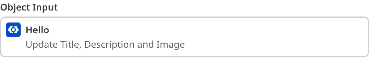 A screenshot of the Object Input in the Data Editor shows a card previewing the nested title, description, and image.