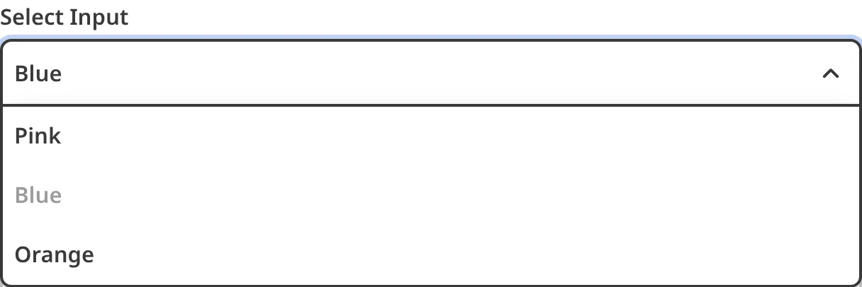 A screenshot of the Select Input in the Data Editor shows a text field and a dropdown menu.