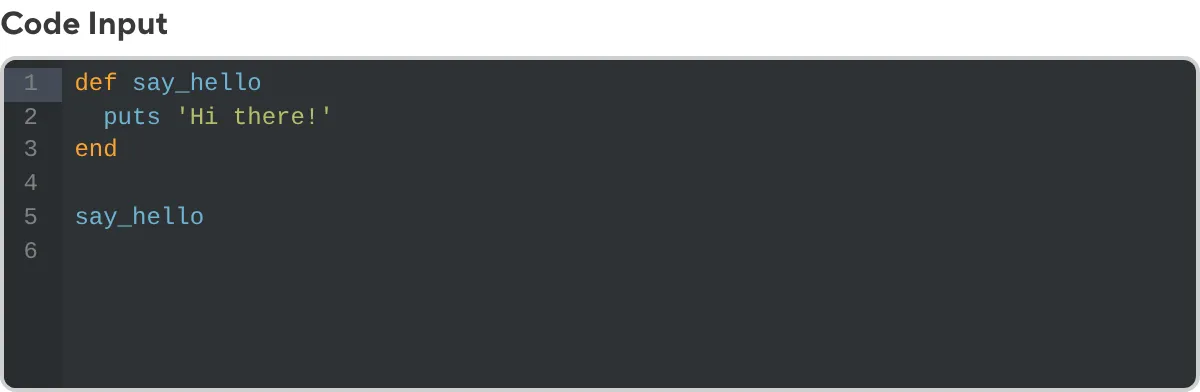 A screenshot of the Code Input in the Data Editor shows code in a text area with syntax highlighting.