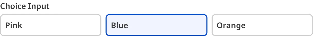 A screenshot of the Choice Input in the Data Editor shows three buttons.