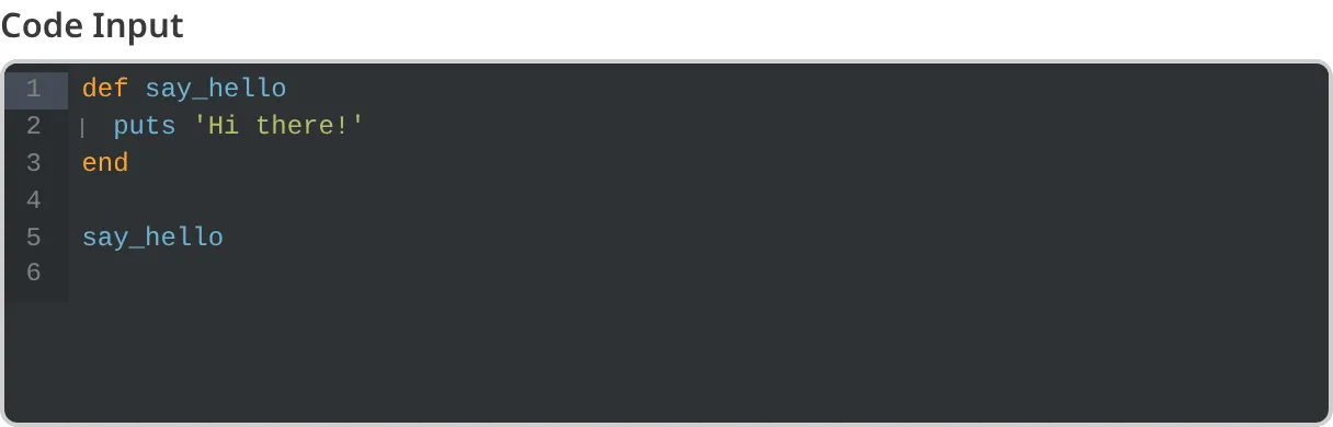 A screenshot of the Code Input in the Data Editor shows code in a text area with syntax highlighting.