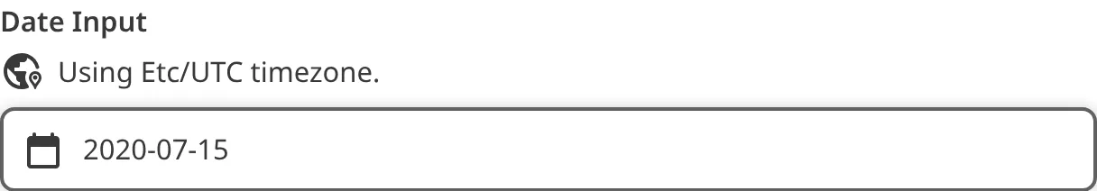 A screenshot of the Date input in the Data Editor shows an open calendar widget under the date text field.