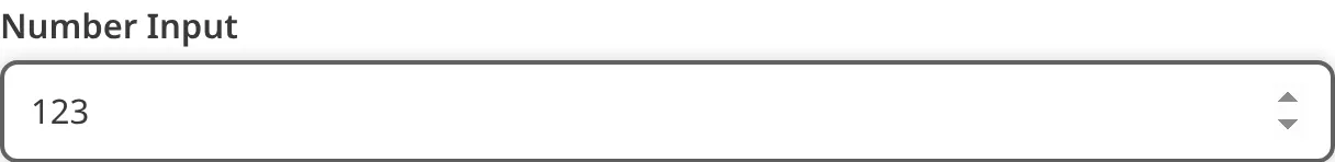 A screenshot of the Number Input in the Data Editor shows a text field and arrows to increase or decrease the value.