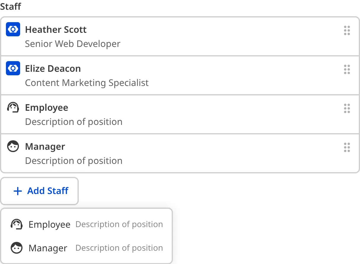 The sidebar of the Content Editor The sidebar of the Content Editor shows an array with structure options configured.