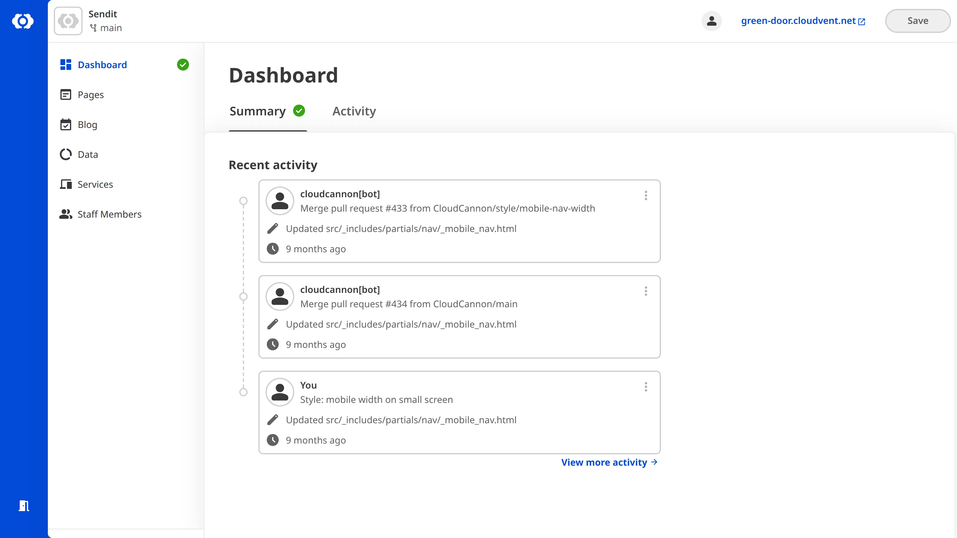 The Client Sharing Site Dashboard A screenshot of the Client Sharing Site Dashboard shows a simplified navigation and support links.
