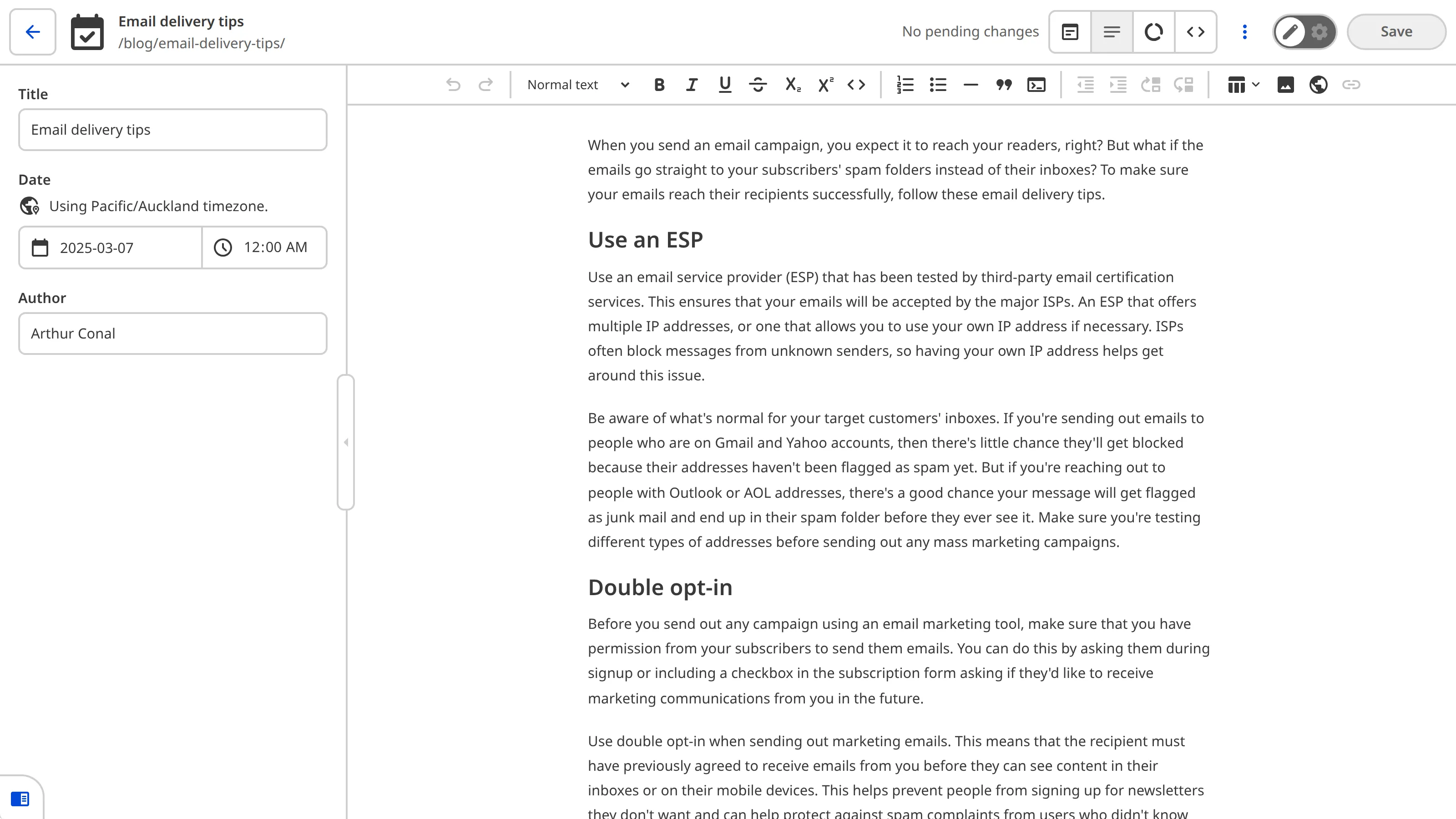 The Content Editor with a Snippet edit panel A screenshot of the Content Editor, an editing interface for content-heavy markup files.