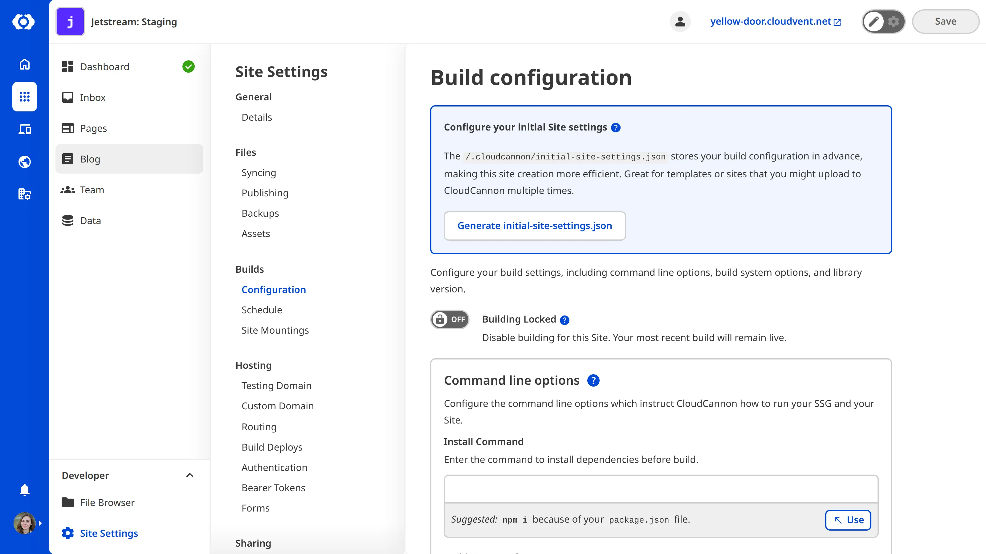 A screenshot of the Build Configurations page shows a checkbox for Building Locked.