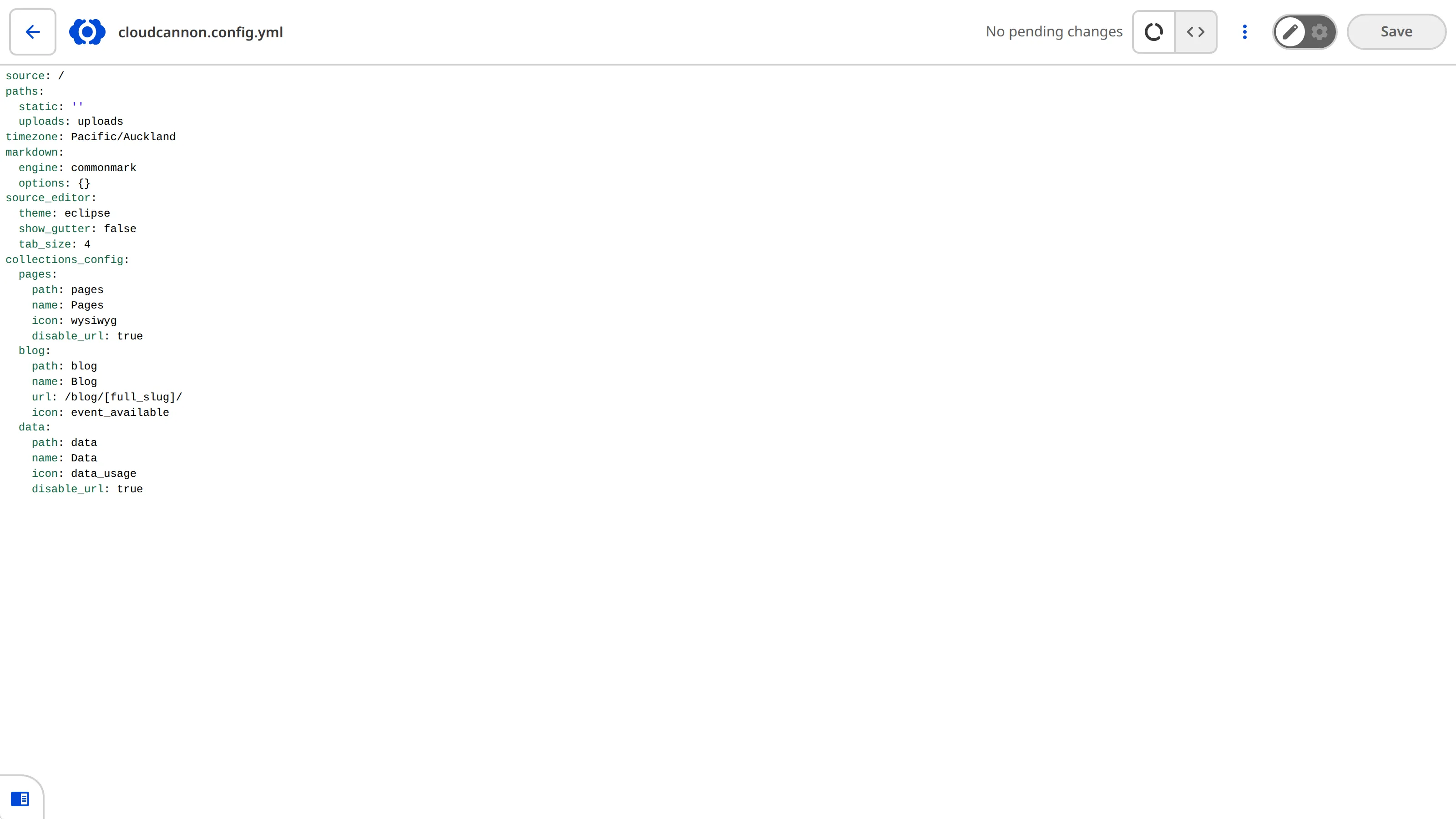 A screenshot of the Source Editor, with the tab size, gutter, and theme customized.